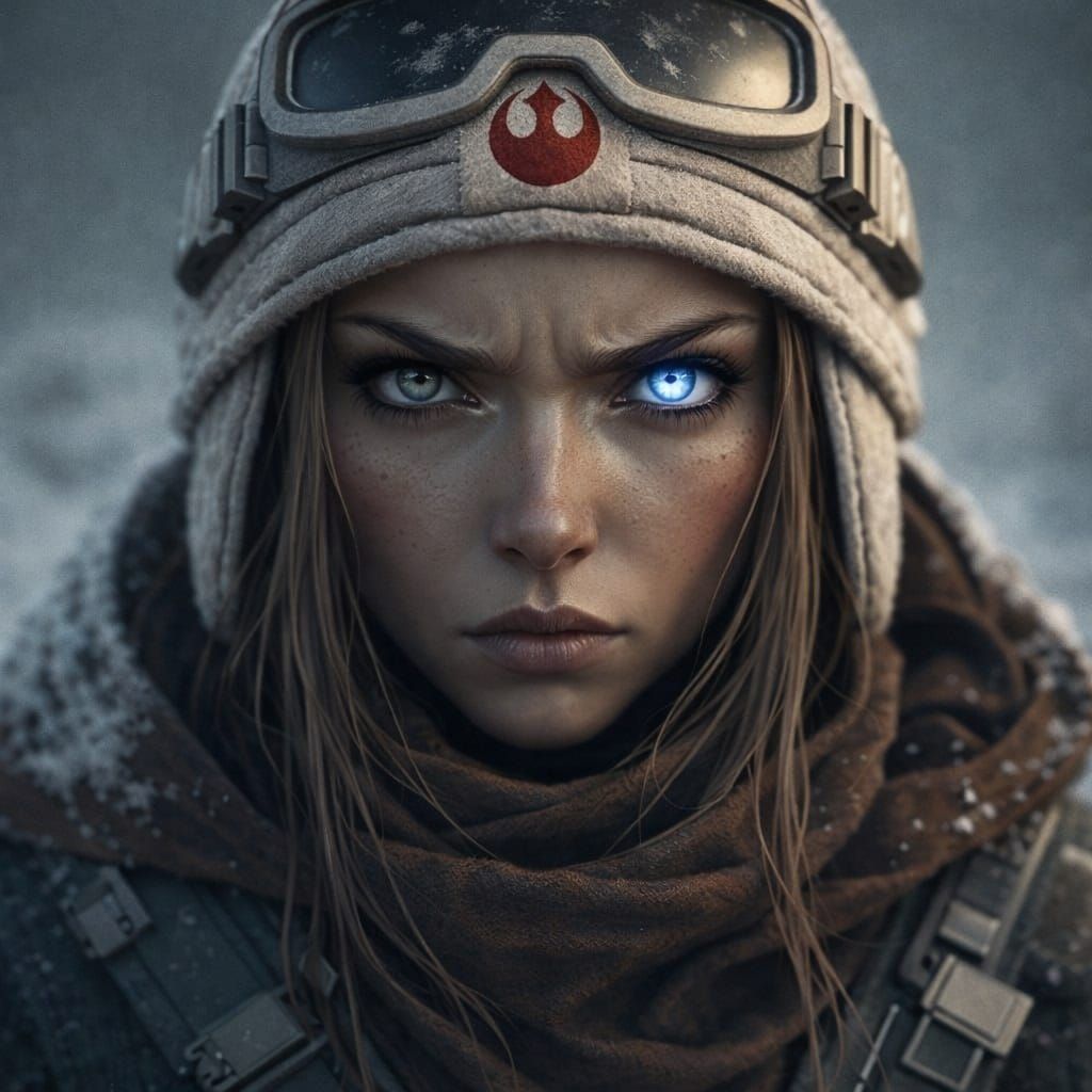 Beautiful Blonde Rebel Trooper in Winter Combat Gear