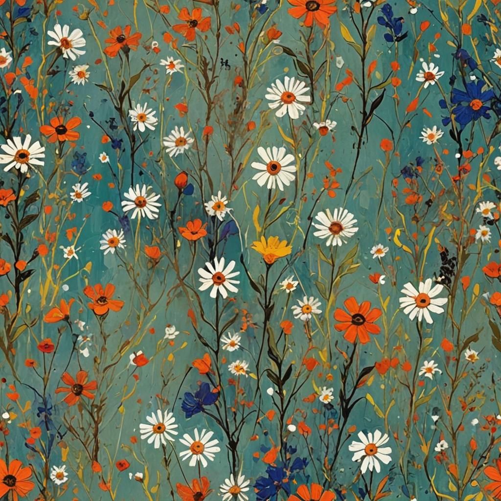 Abstract Floral Art with Complementary Colors