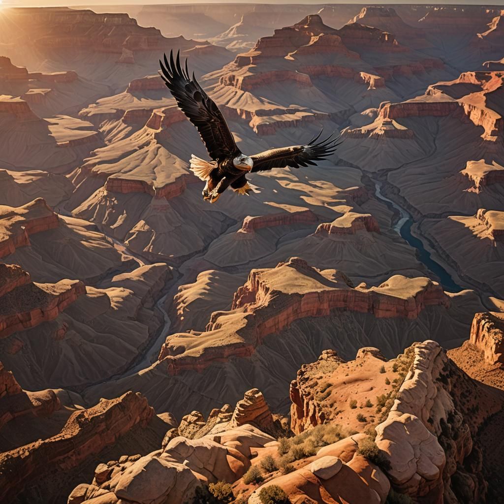 Grand Canyon Eagle Flight at Sunset