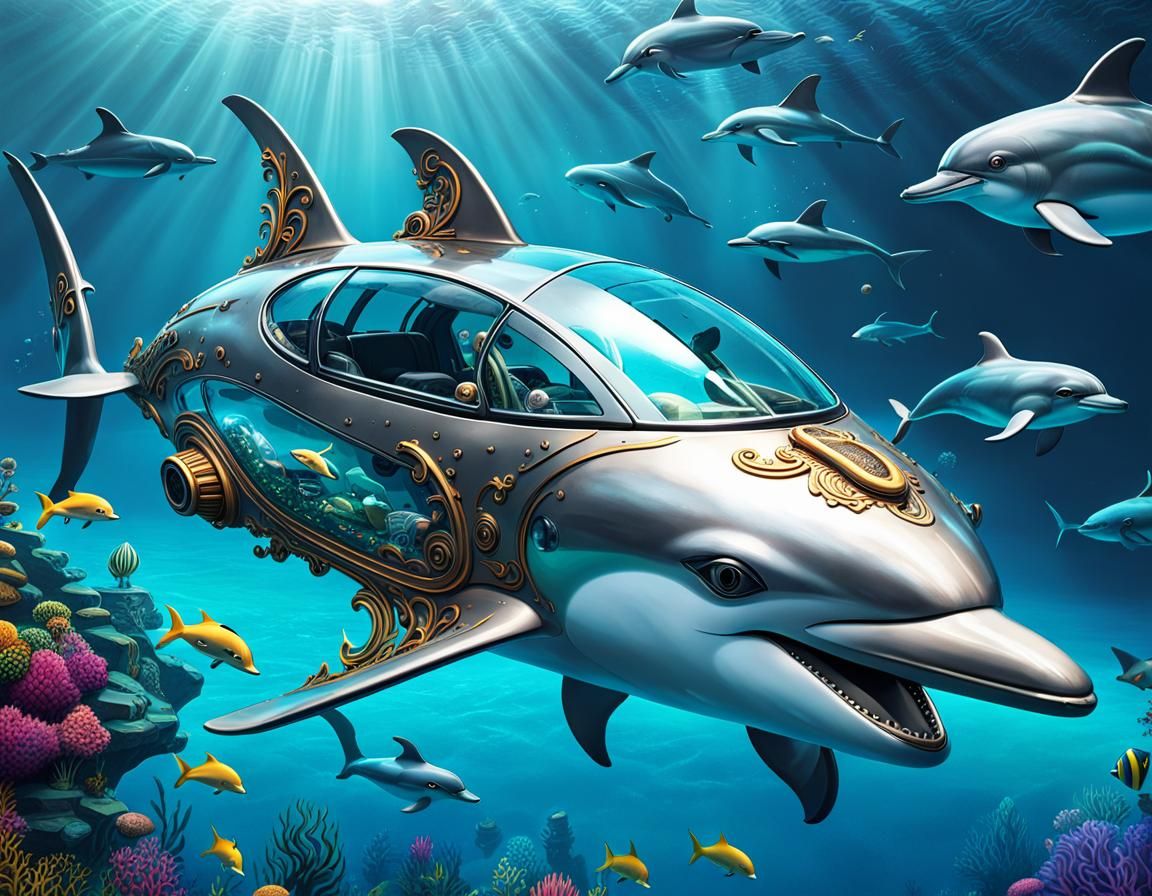 Intricate dolphin underwater car