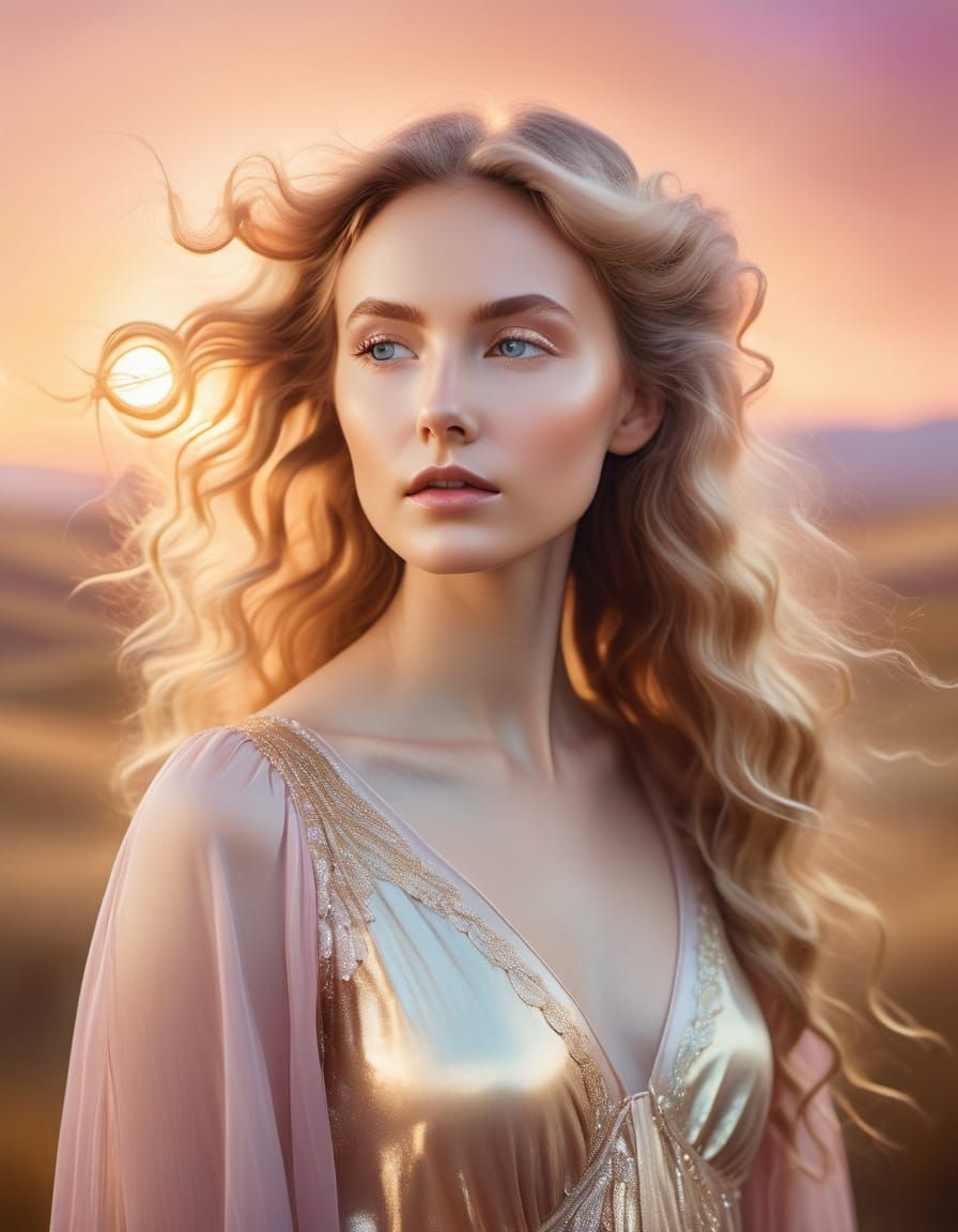 Ethereal Woman in Surreal Dreamscape