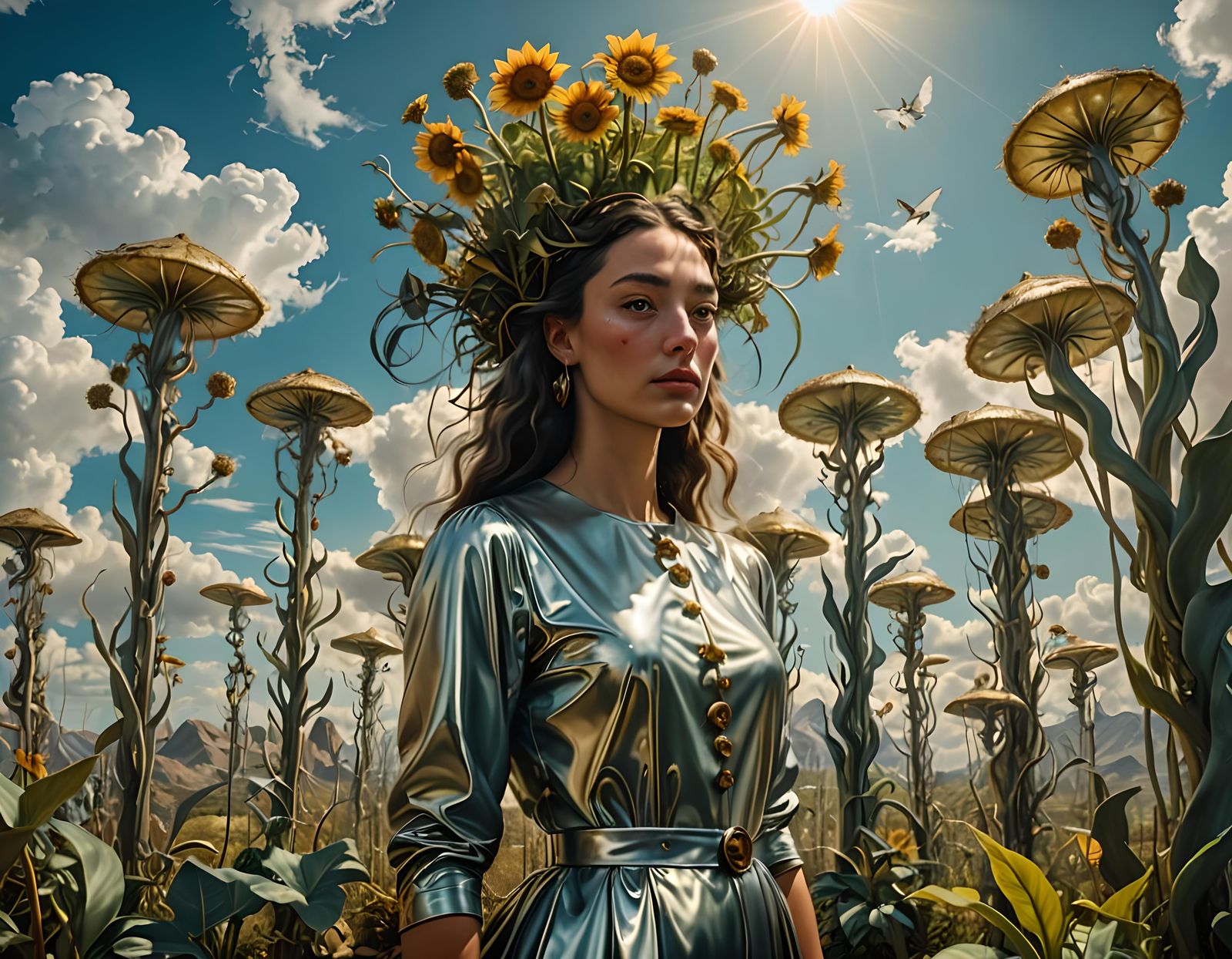 Surreal Alien World With Strange Plants, Digital Art