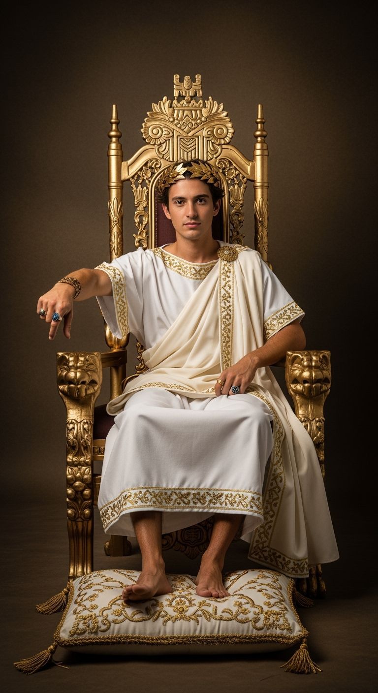 Young Roman Emperor on Gold Throne, Fine Art Photography