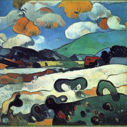 Snowy Landscape in Post-Impressionist Style
