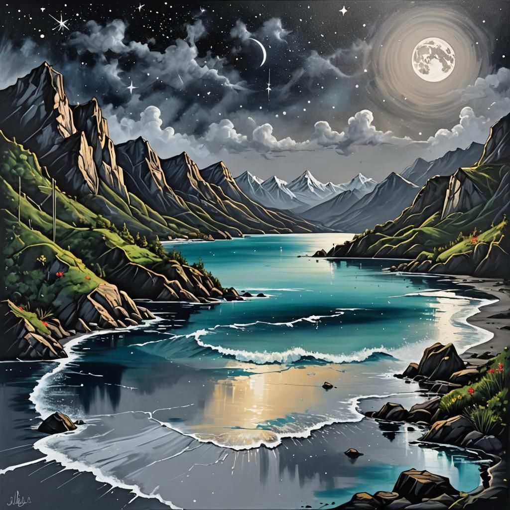 Silver Bay Graffiti Art with Mountain Embrace