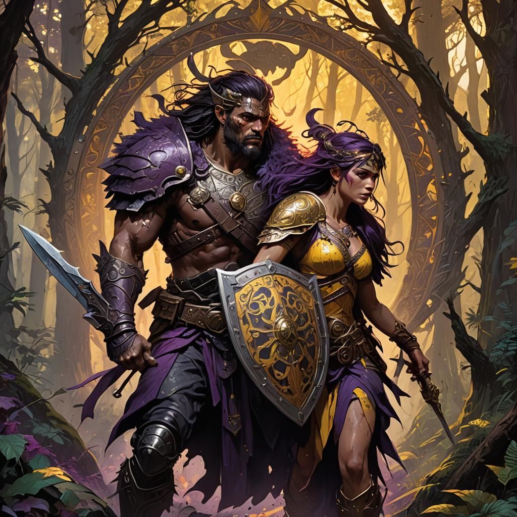 Savage Warriors in Dark Fantasy Art Style