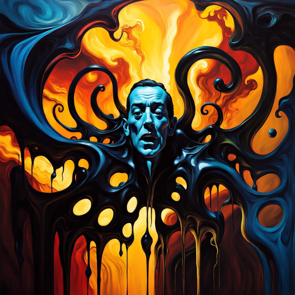 Ethereal Shadow Form in Viscous Oil on Canvas