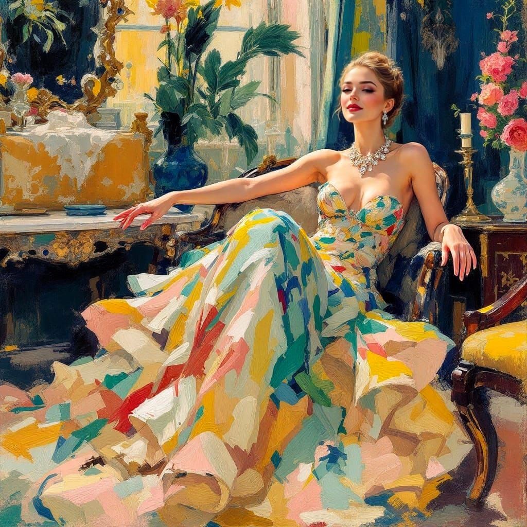 Elegant Woman in a Belle Époque Salon