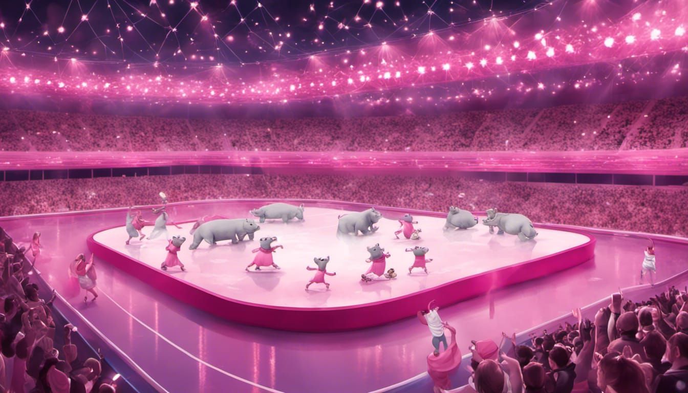 Hippos Skating in Olympic Games Atmosphere