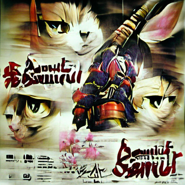 Anime Samurai Cat Movie Poster Art