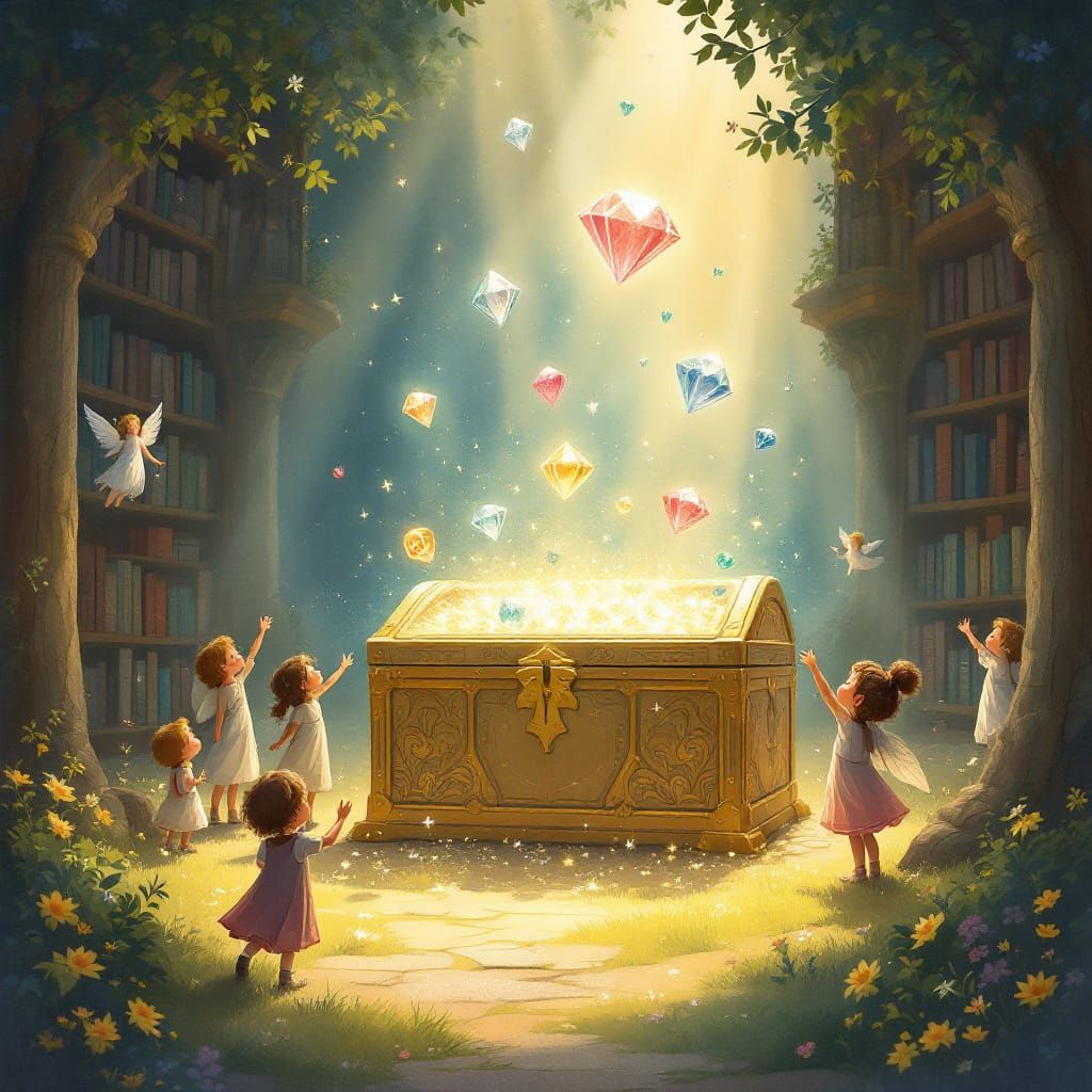 Children's Book Illustration of Spiritual Values in a Dreamy...