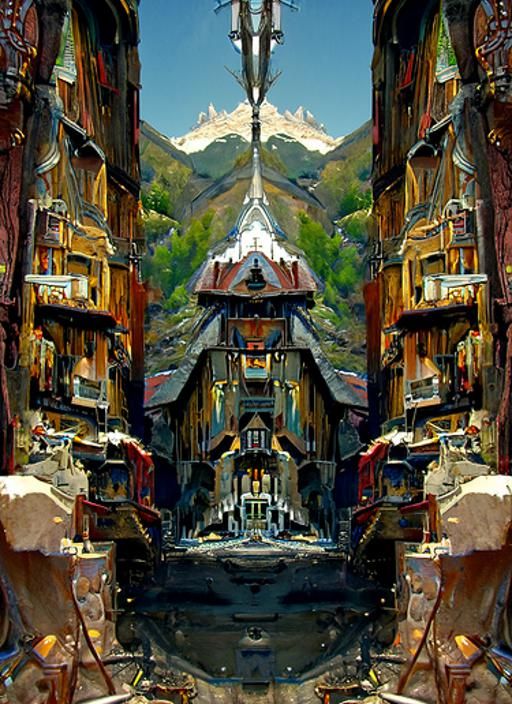 Pyrenees Mining Town: An Oil Painting