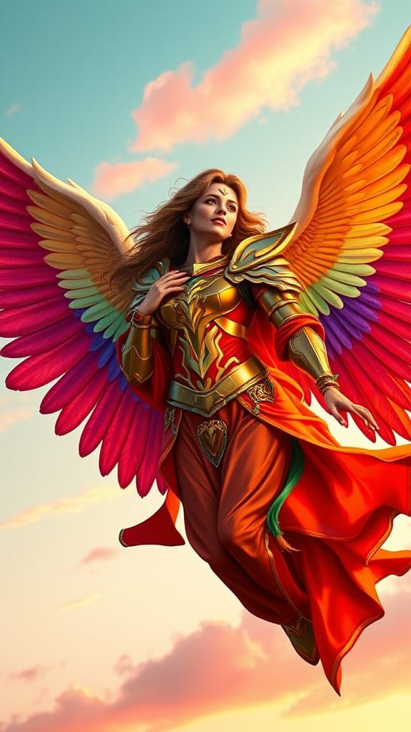 Archangel in Vibrant Art Deco Style