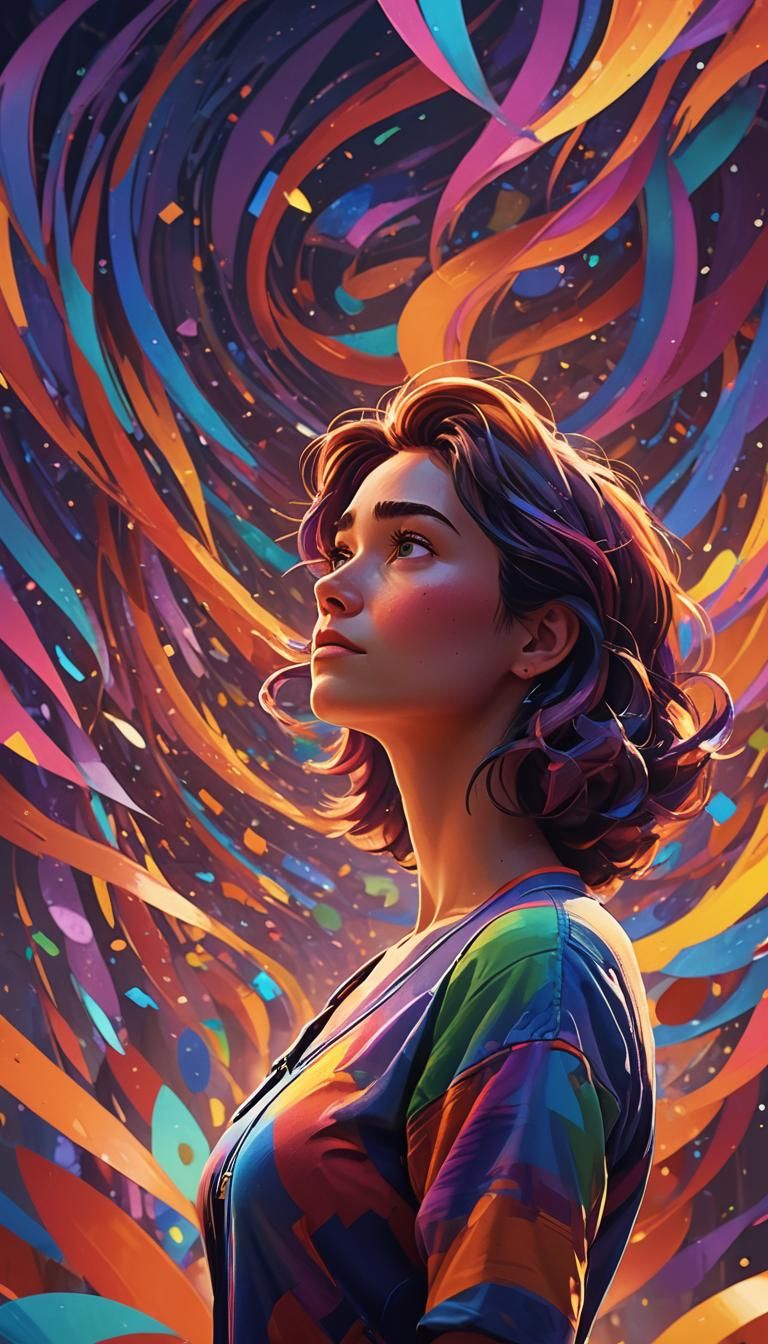 Woman Gazing into Distance in Pixar-Inspired 3D Art