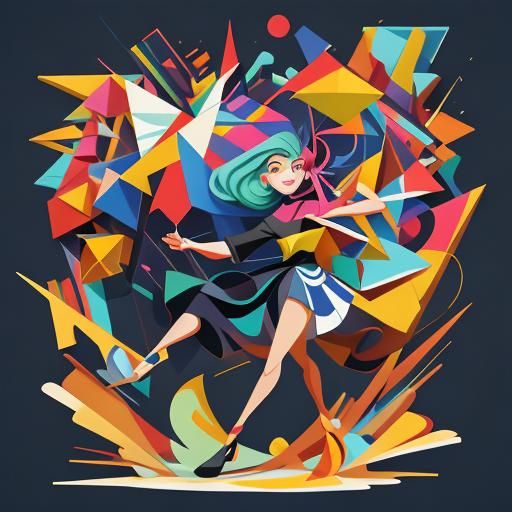 Women in Solidarity: Modern Geometric Cubist Drawing