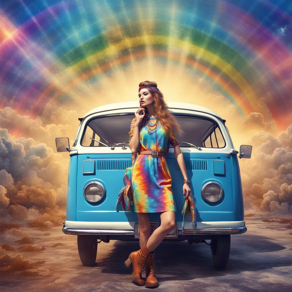 Woman in Disco Dress by Tie-Dyed Van