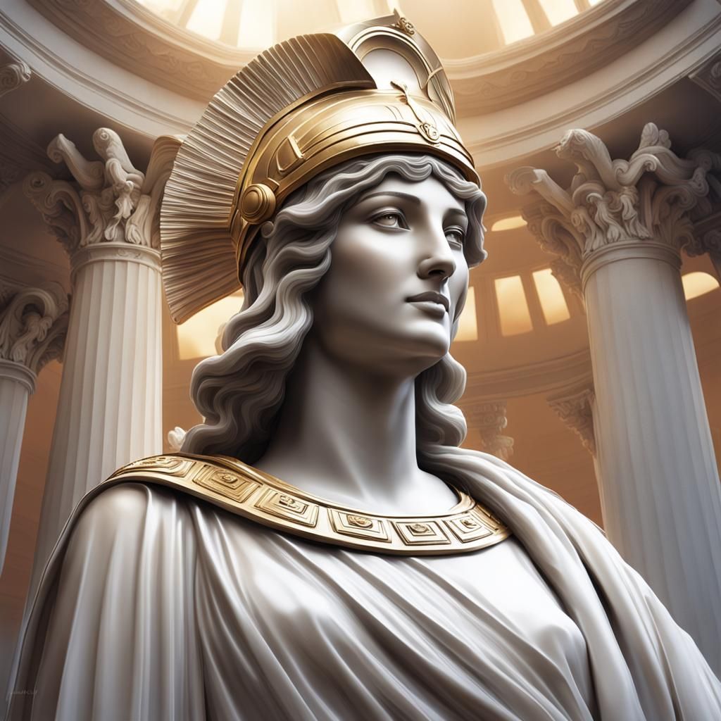 Athena, Splendid Greek Goddess in Sheer Robe