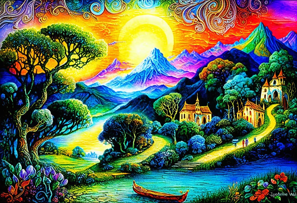 Surreal Riverscape in Visionary Style