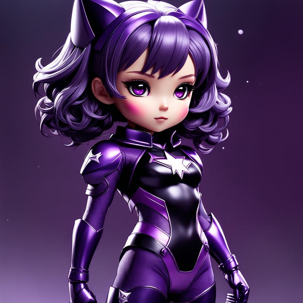 Kawaii Doll Superhero in Midnight Colors