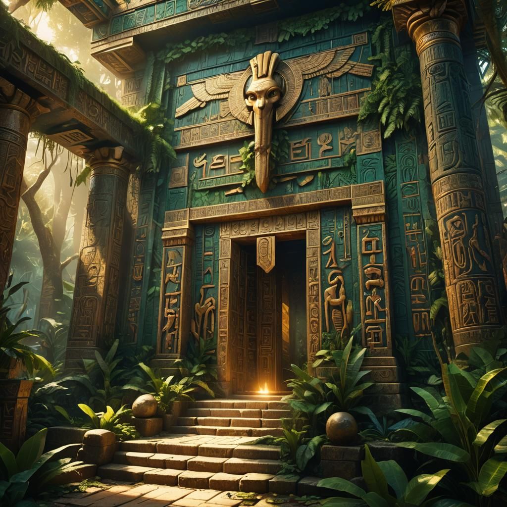 Mystical Temple of Thoth in Jungle Landscape