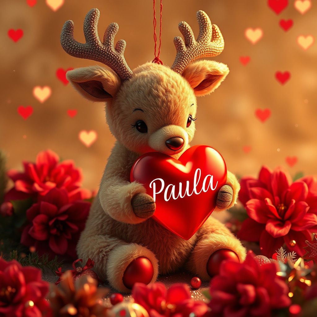 Anime Christmas Reindeer with Glowing Heart