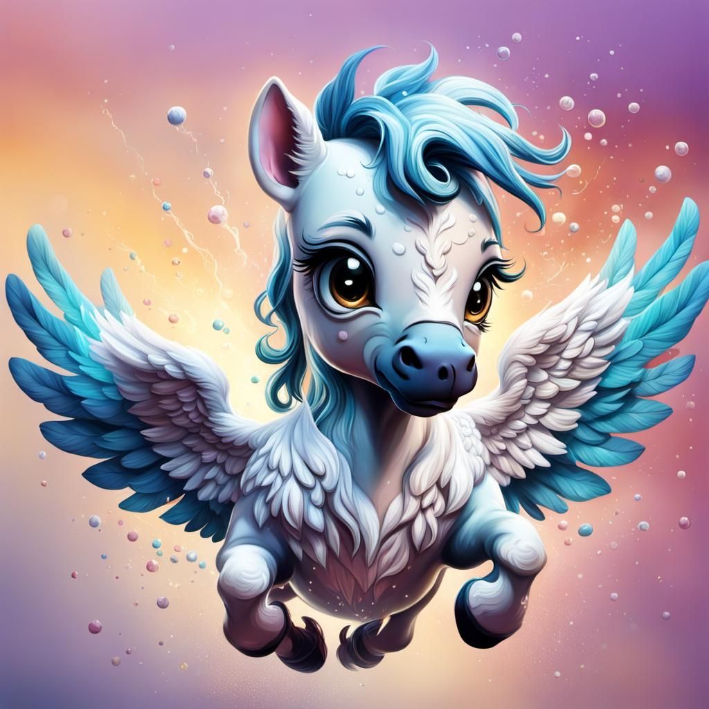 Hyperrealistic Baby Pegasus in Splash Art Style