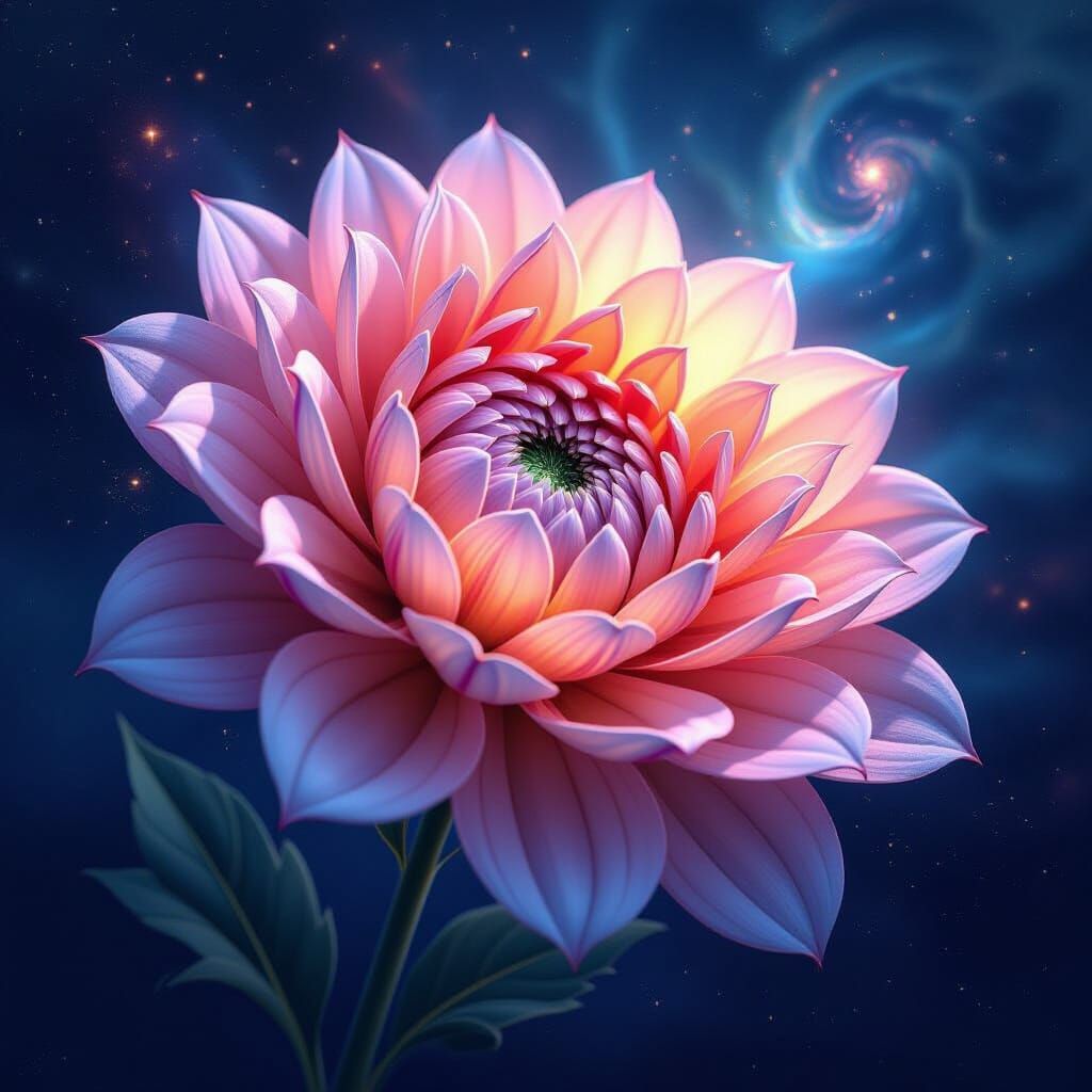 Cosmic Flower Blooms Into Galaxy Surrealism