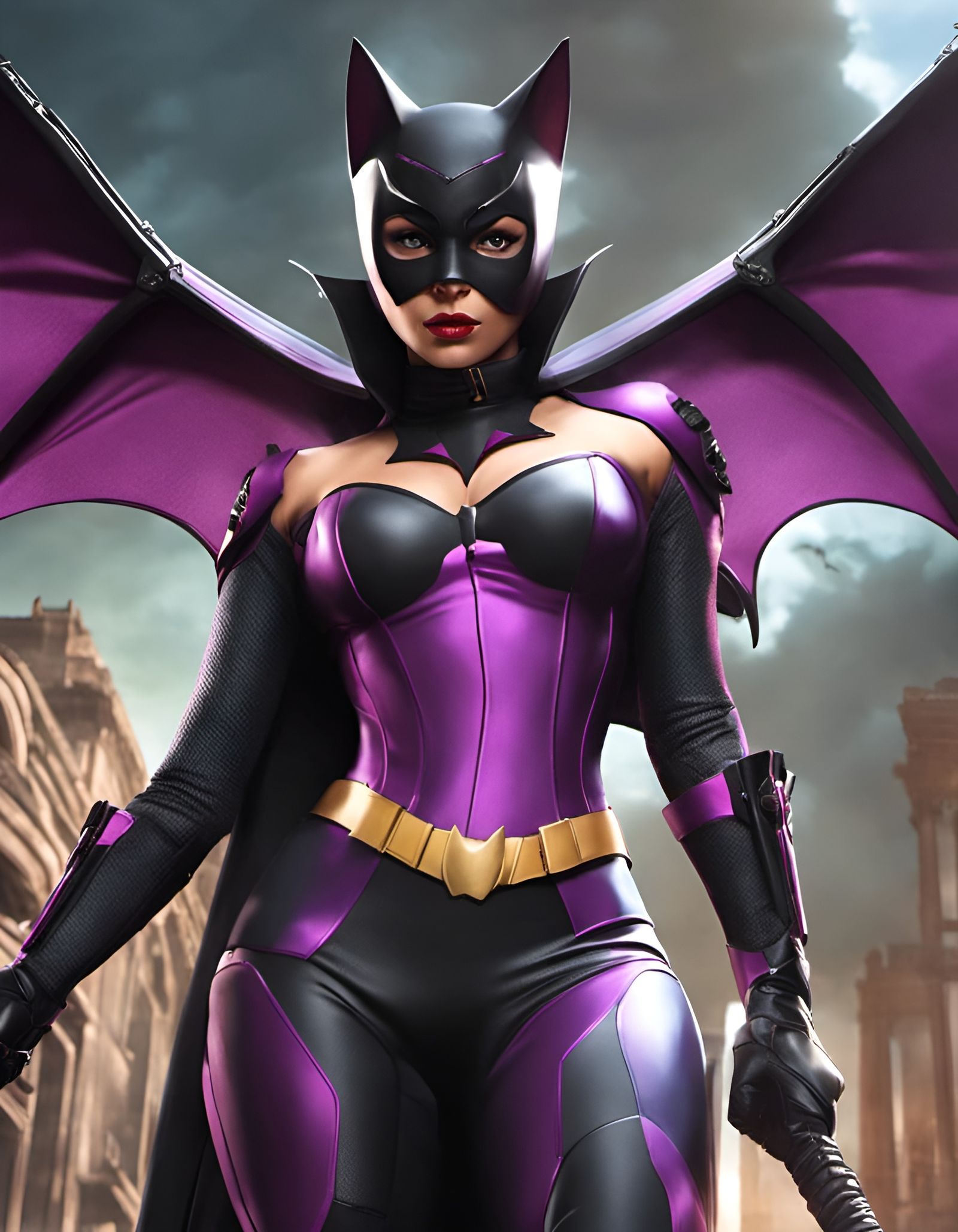 cat-bat as an x-men, cat-bat es un super heroe femenino con agilidad felina y poderes de vampiro, usa traje violeta con ...