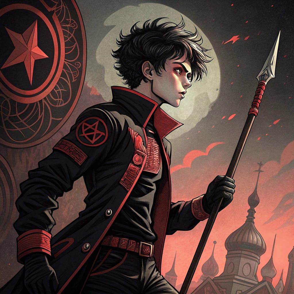 Dark Fantasy Hero with Russian Folk Influence