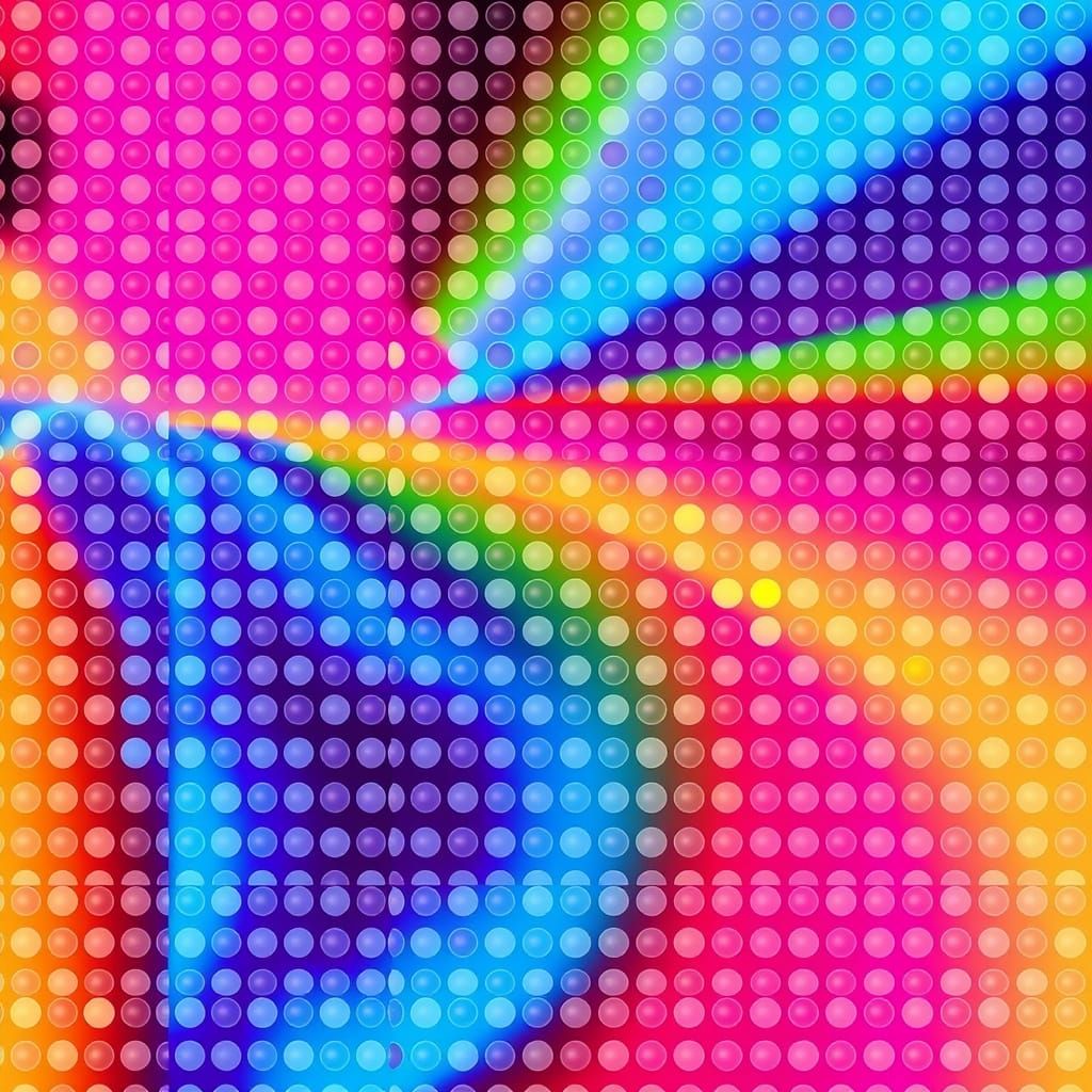 Vibrant Polka Dots in Synthwave Neon Retro Style