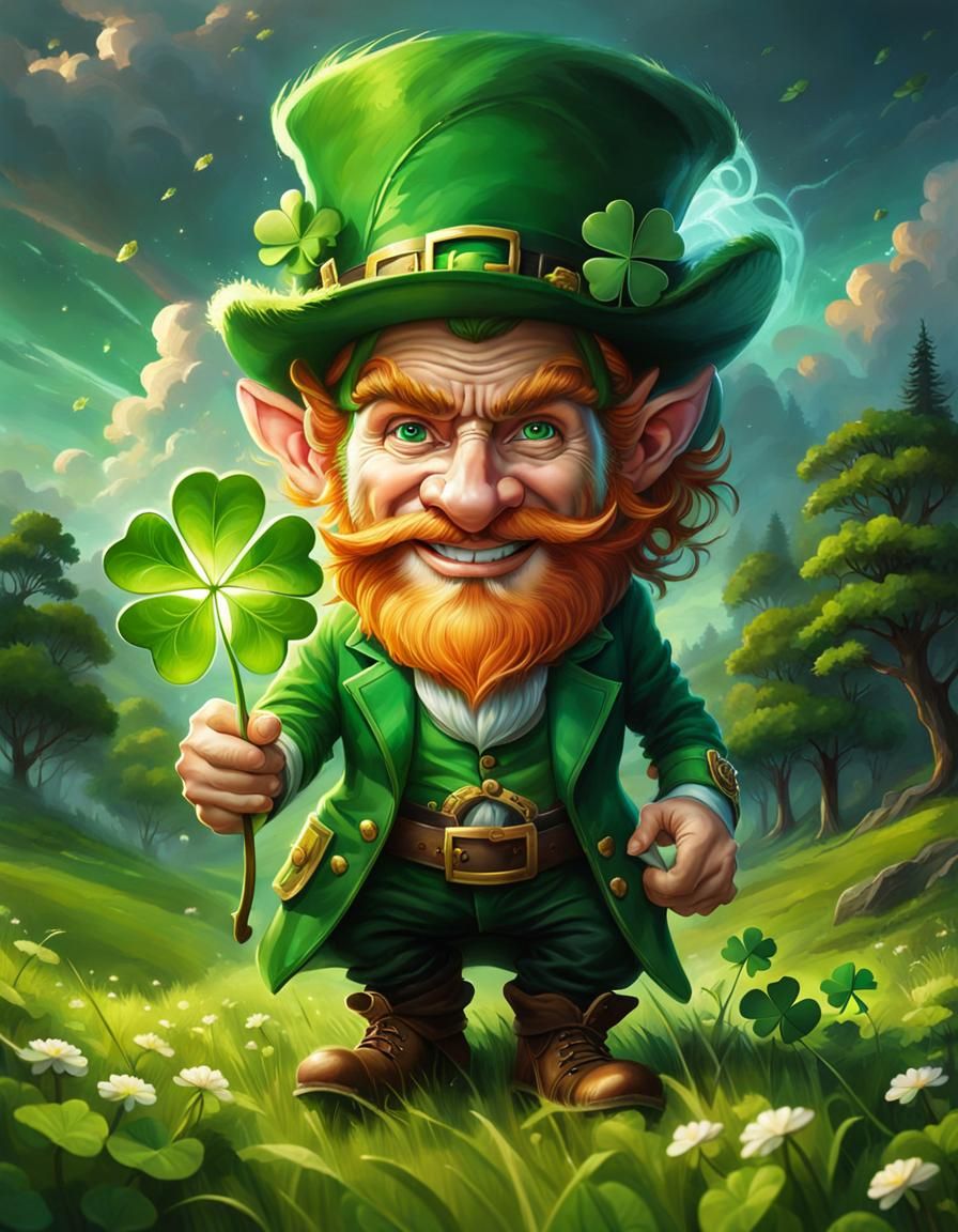 Lucky Leprechaun in Irish Meadow: Hyperrealistic Concept Art