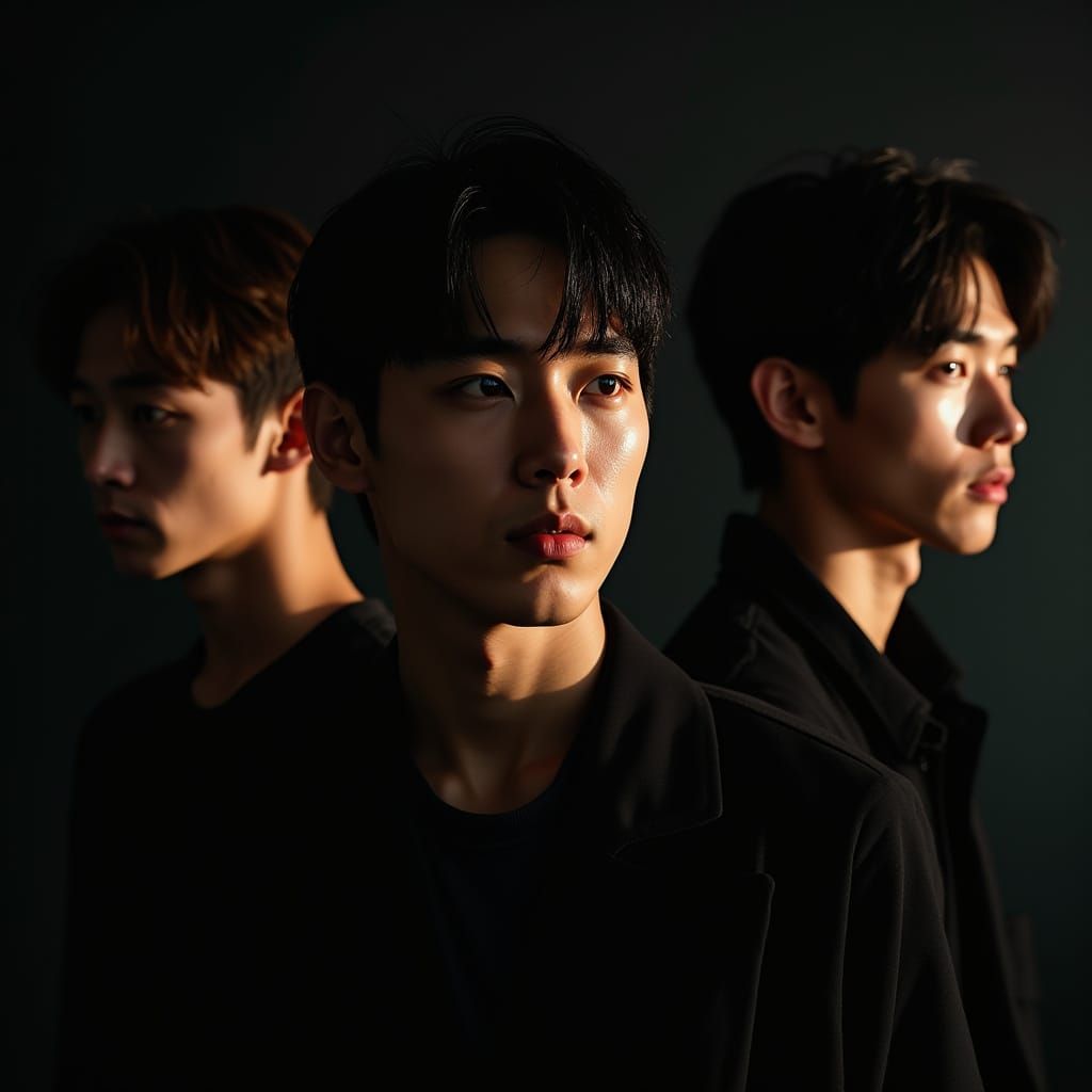 Three Young Men in Cinematic Harmony