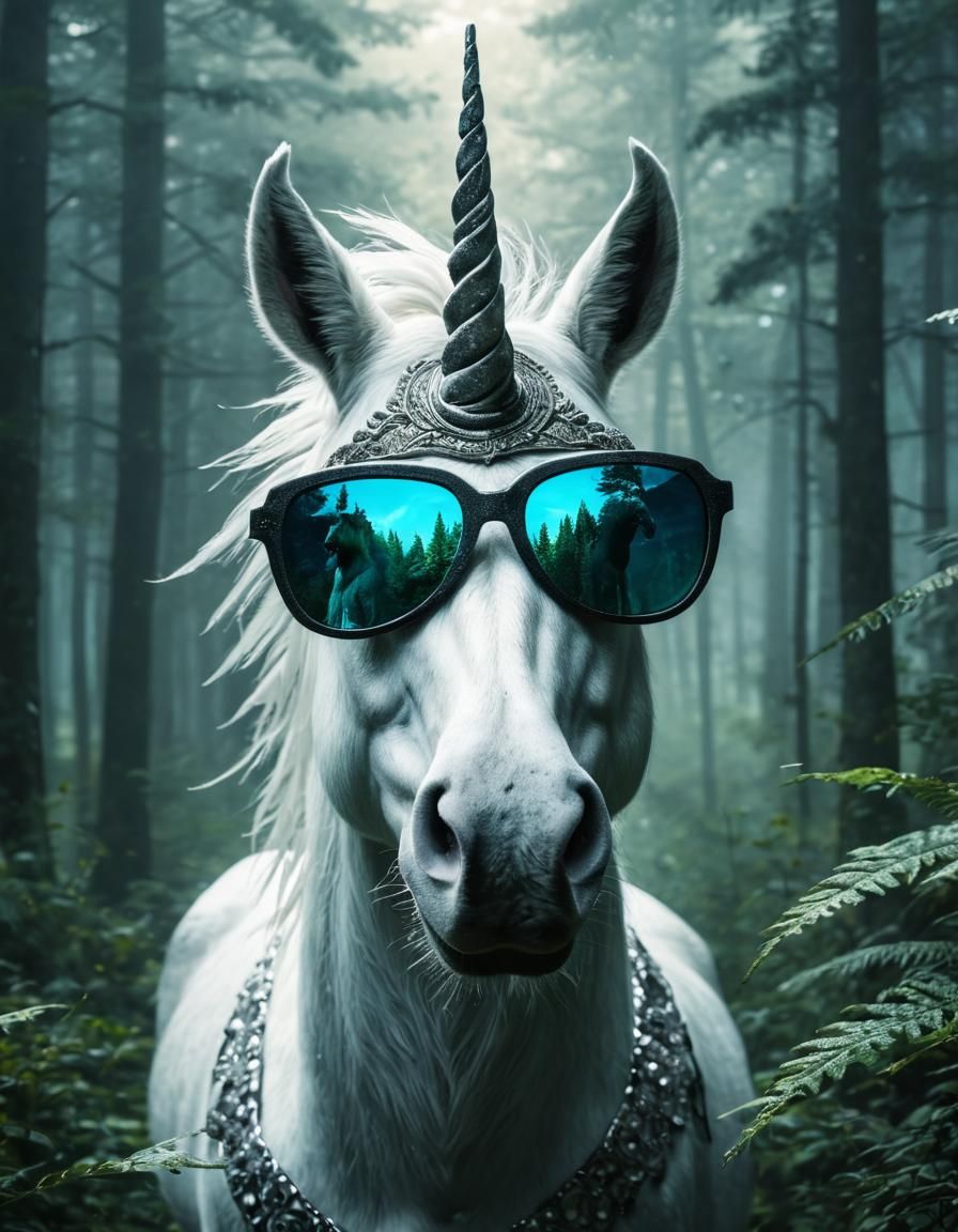 Cool Unicorn Magazine Cover in Double Exposure Style