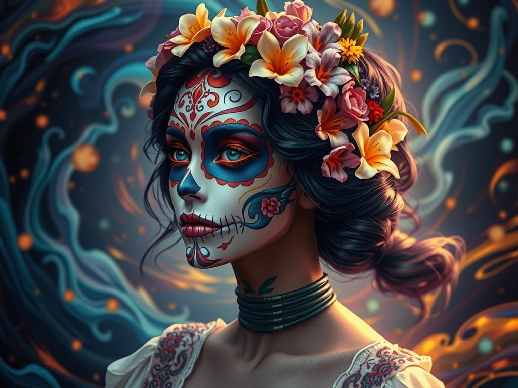 Day of the Dead Beauty in Anime Style