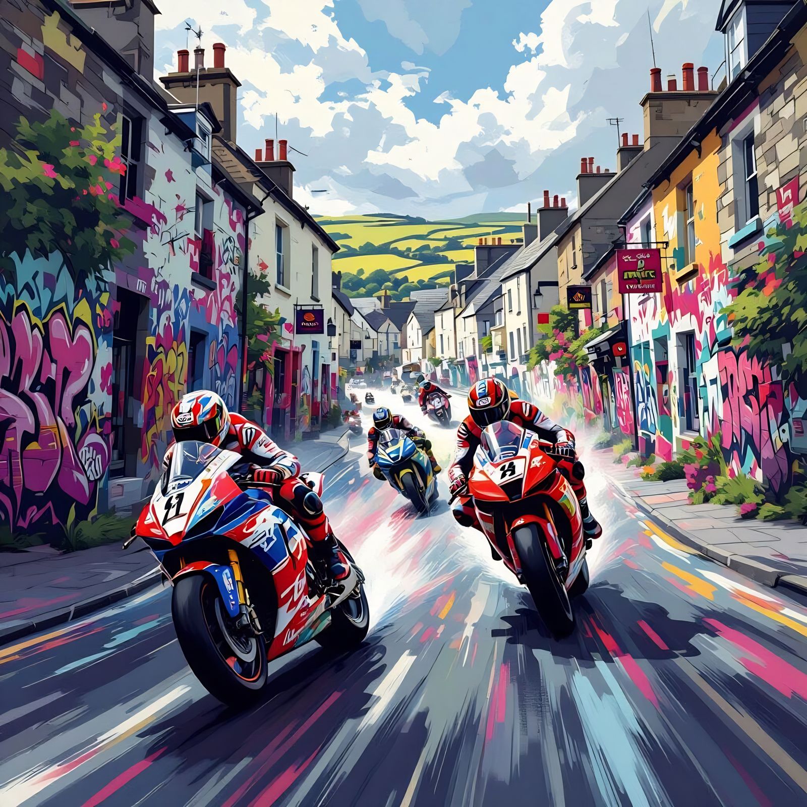 Isle of Man TT Race: Graffiti Art, Full Speed