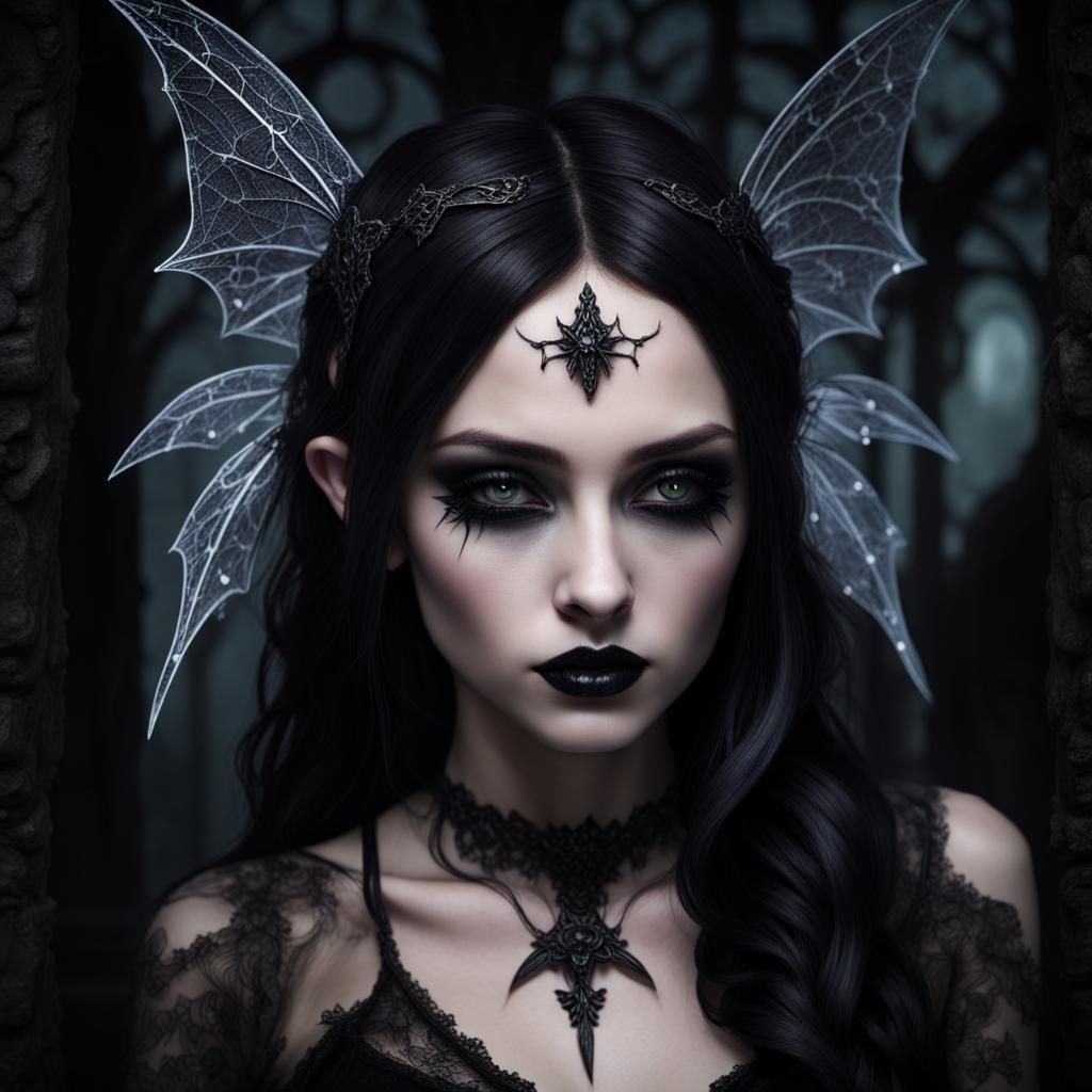 Ethereal Gothic Fairy in Dramatic Lighting