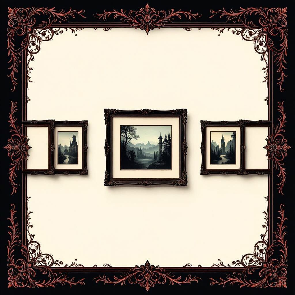 Elegant Red, White, Black Banner Frame with Photo Galleries