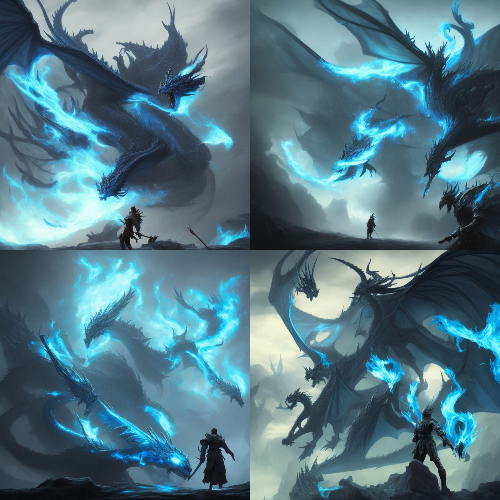 Knight and Dragon in Dark Fantasy Style