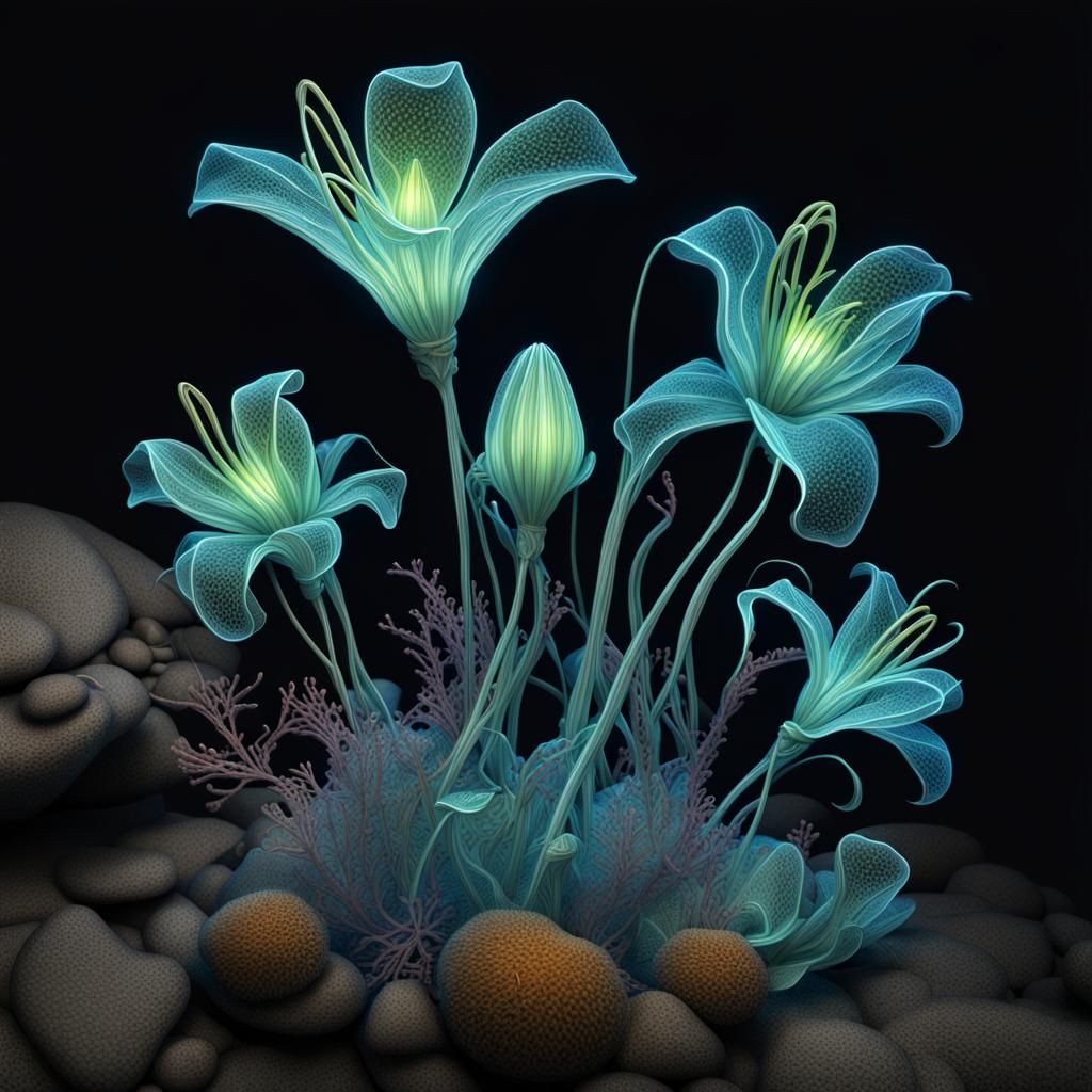 Bioluminescent Underwater Lily Generates Oxygen, Digital Ill...