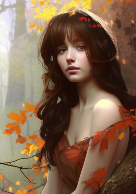 Cute Forest Girl Portrait in Hyperdetailed Style