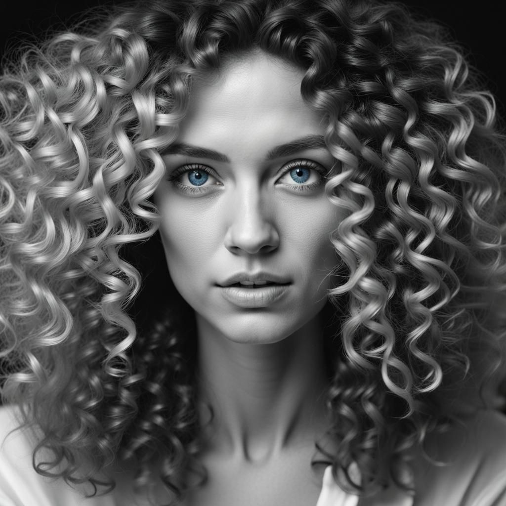 Monochrome Portrait with Blue Eyes
