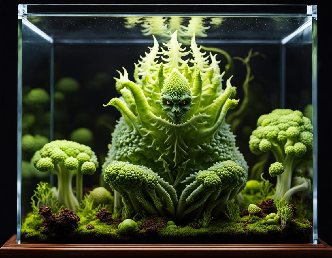 Demon in Bioluminescent Crystal Terrarium