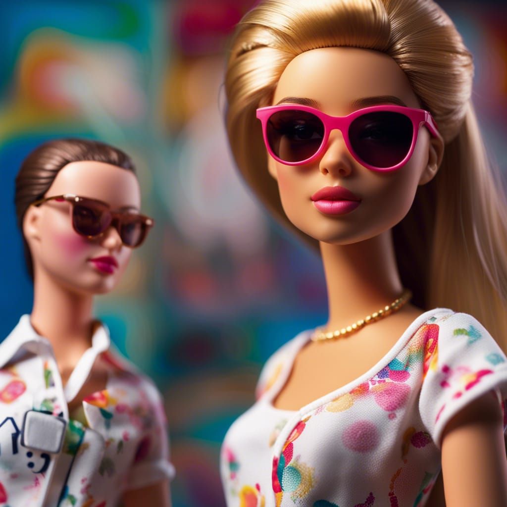 Barbie and Ken Dolls in Hyperrealistic Style