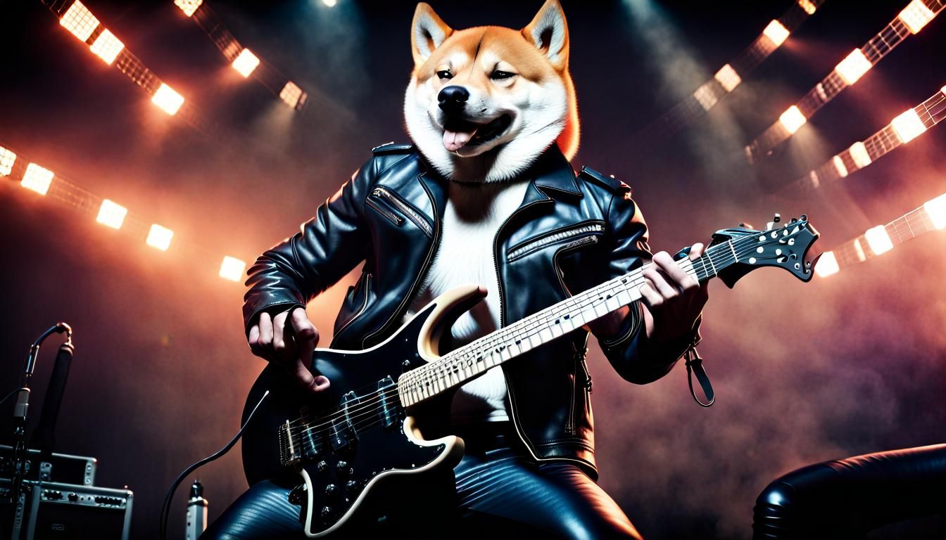 Shiba Inu Rocks Out as Heavy Metal Guitarist