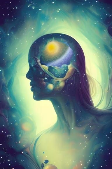 Fisheye Fantasy Landscape with Cosmic Sky