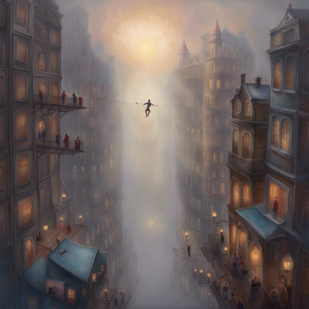 Tightrope Walker in Ethereal Fantasy Style