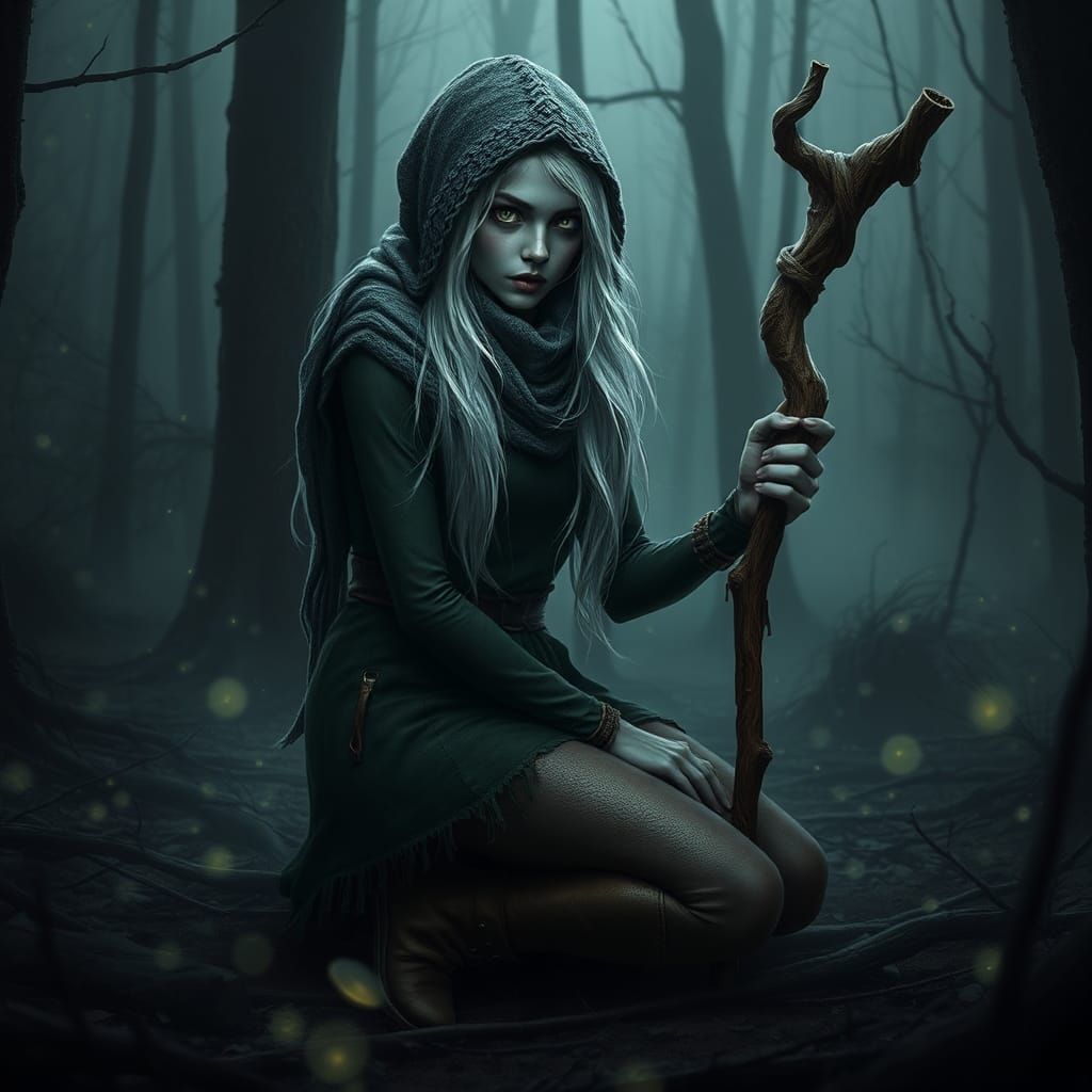 Dark Elf Woods-Witch in Ethereal Forest