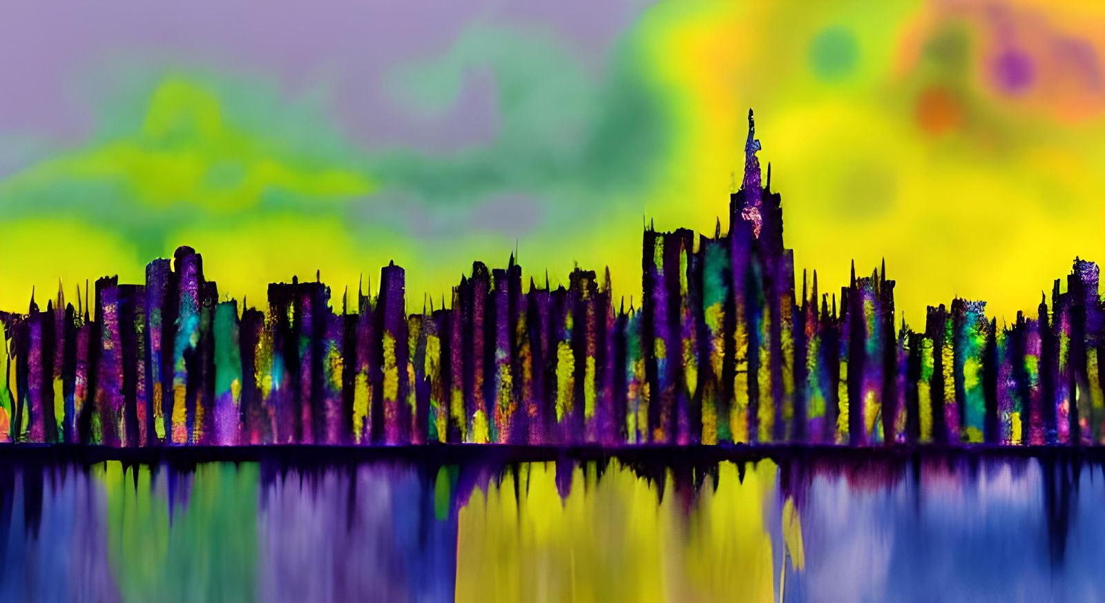 Urban landscape. fractal, Rothko style, iridescence, Mosaic,...