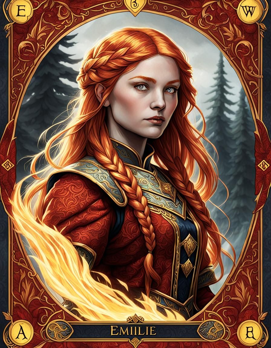Tarot Card: Emilie, Lady of Fire