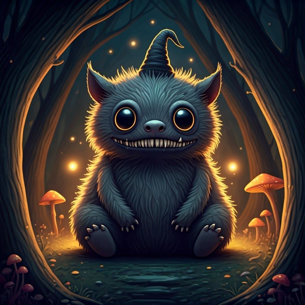 Adorable Spooky Creature in Mystic Forest